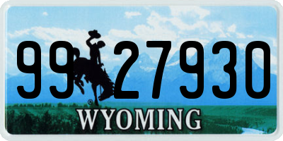WY license plate 9927930