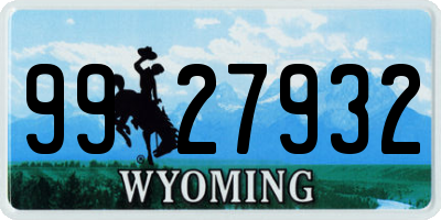 WY license plate 9927932