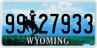 WY license plate 9927933