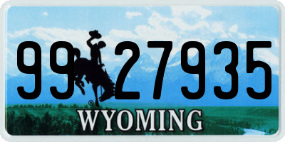 WY license plate 9927935