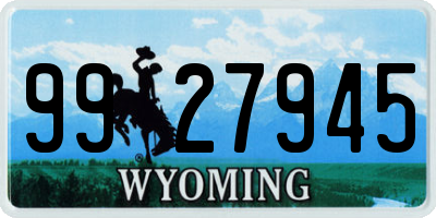 WY license plate 9927945