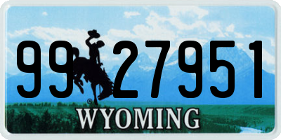 WY license plate 9927951