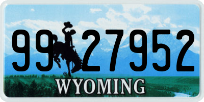 WY license plate 9927952
