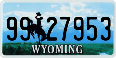 WY license plate 9927953