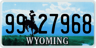 WY license plate 9927968