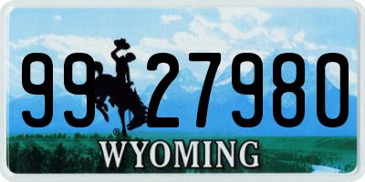 WY license plate 9927980