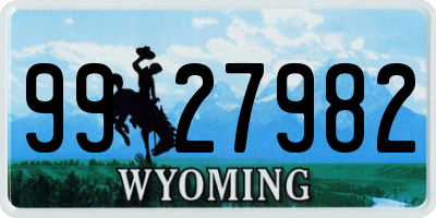 WY license plate 9927982