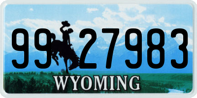 WY license plate 9927983