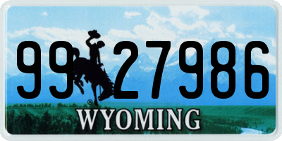 WY license plate 9927986