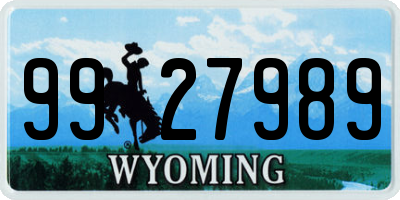 WY license plate 9927989