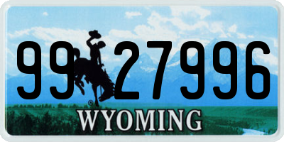 WY license plate 9927996