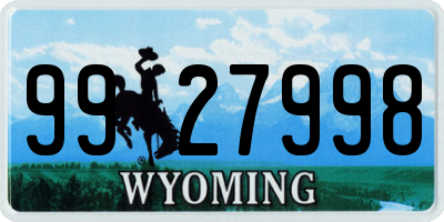WY license plate 9927998
