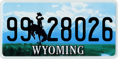 WY license plate 9928026