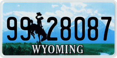 WY license plate 9928087
