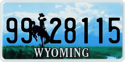 WY license plate 9928115