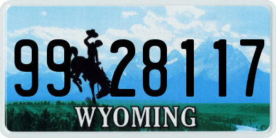 WY license plate 9928117