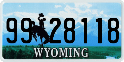 WY license plate 9928118