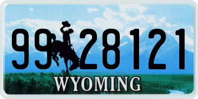 WY license plate 9928121