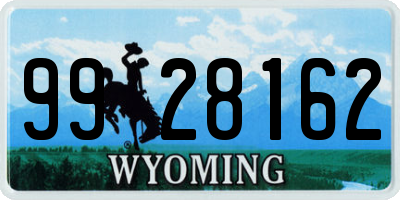WY license plate 9928162