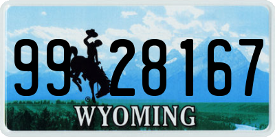 WY license plate 9928167