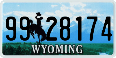 WY license plate 9928174