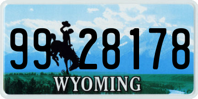 WY license plate 9928178
