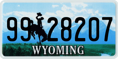 WY license plate 9928207