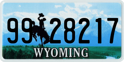 WY license plate 9928217