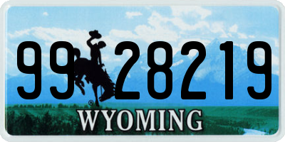 WY license plate 9928219