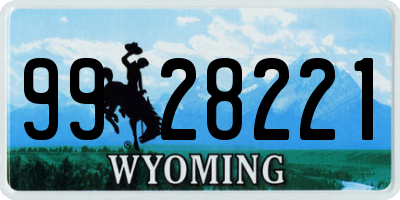 WY license plate 9928221