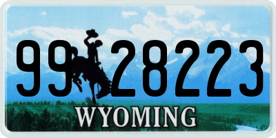 WY license plate 9928223