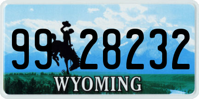 WY license plate 9928232