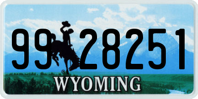 WY license plate 9928251