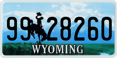 WY license plate 9928260