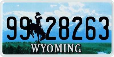 WY license plate 9928263