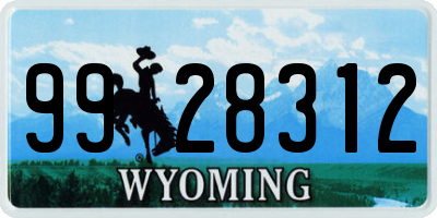 WY license plate 9928312