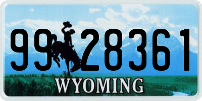 WY license plate 9928361