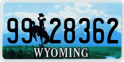 WY license plate 9928362