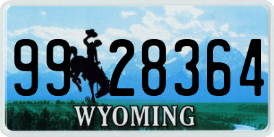 WY license plate 9928364