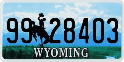 WY license plate 9928403