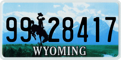 WY license plate 9928417