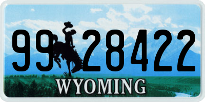 WY license plate 9928422
