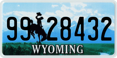 WY license plate 9928432