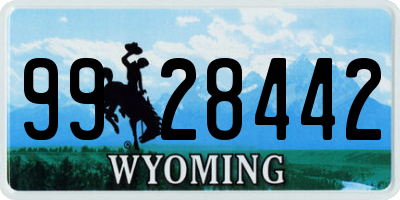 WY license plate 9928442