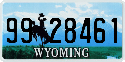 WY license plate 9928461