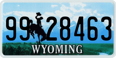 WY license plate 9928463