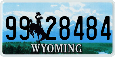 WY license plate 9928484
