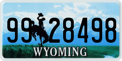 WY license plate 9928498