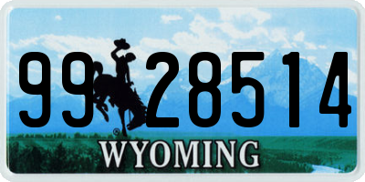 WY license plate 9928514