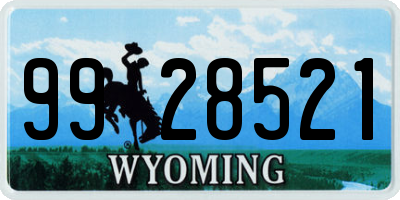 WY license plate 9928521